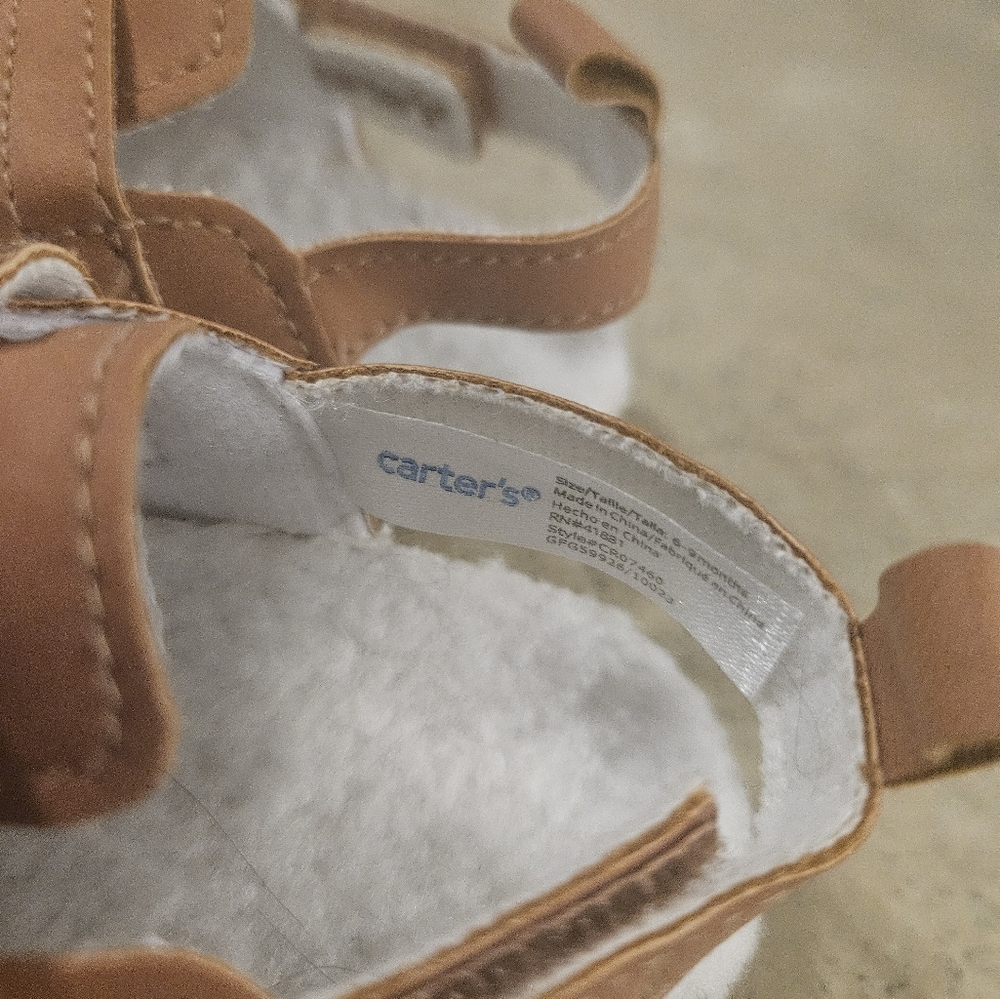 NWOT Carter's 6-9m Baby Shoes, Brown clog type, slip on, back strap - Picture 4 of 4